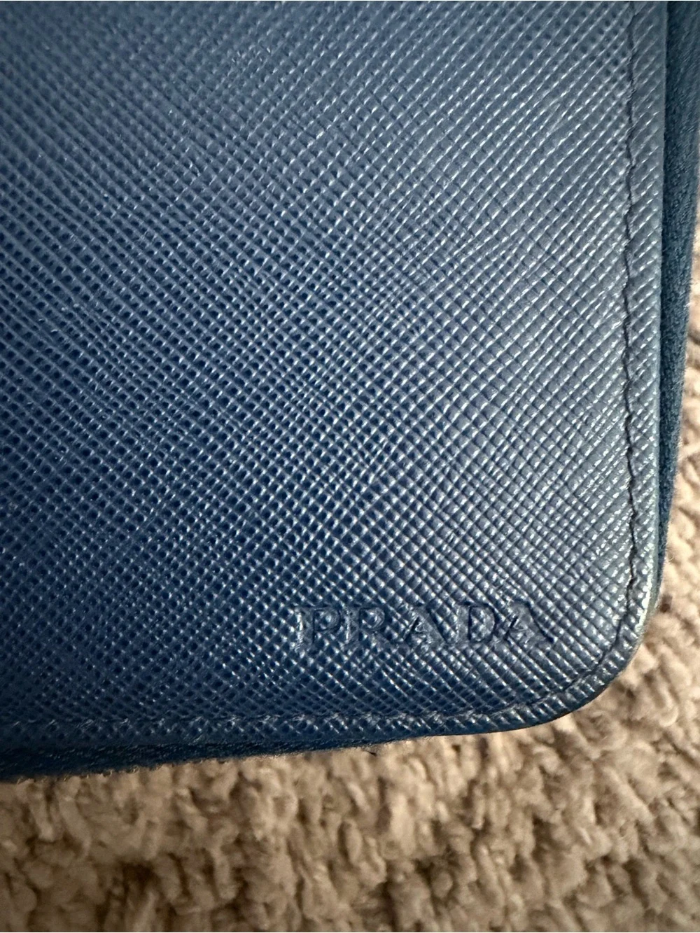 Navy Zip-Around Prada Wallet